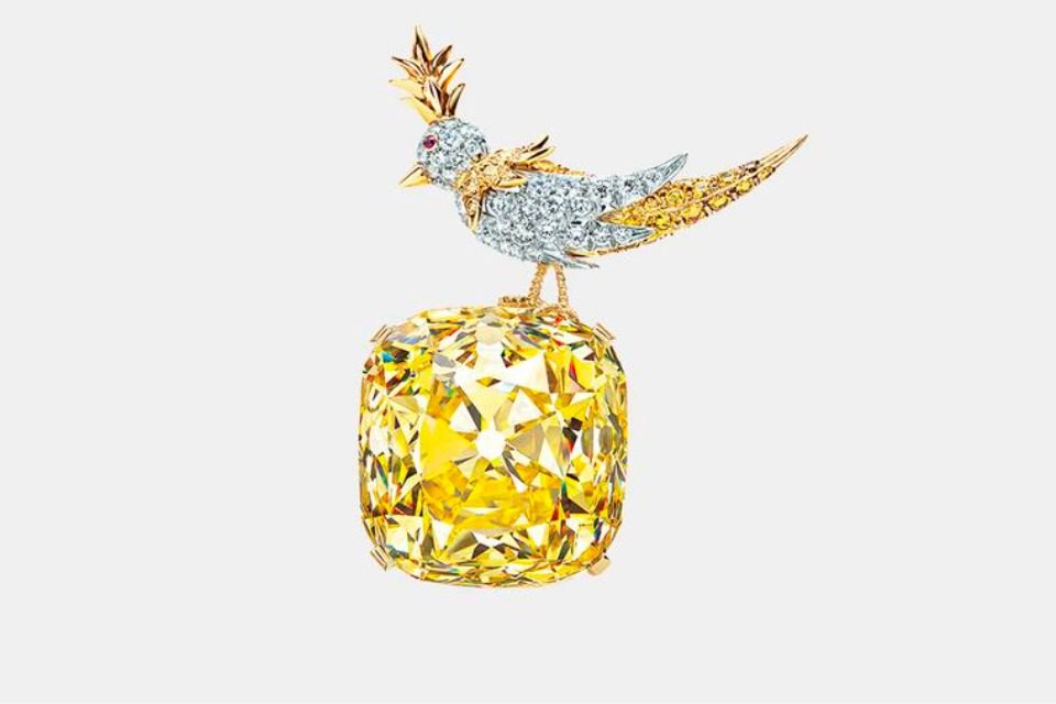 Tiffany Bird on a Rock Yellow Diamond