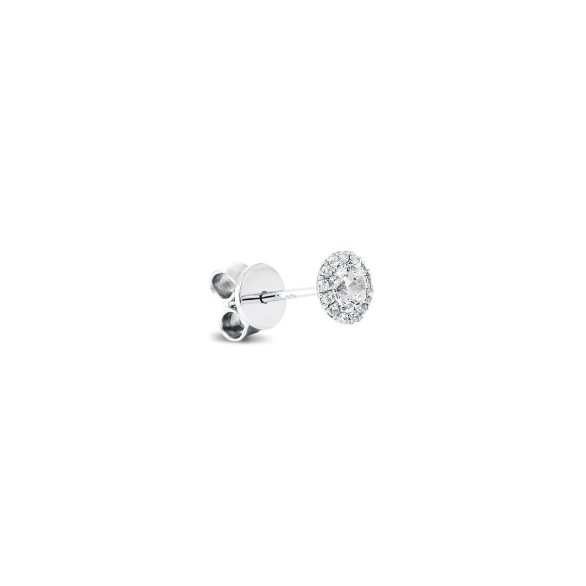 0.37ct Solitaire Round Diamond Halo Earring Pair