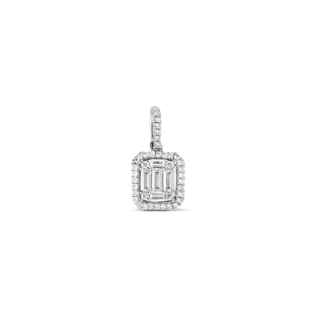 0.45ct Emerald Diamond Halo Pendant Necklace