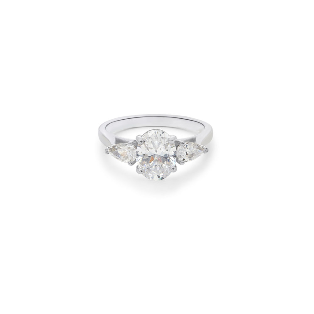 Keepers Collection Jessica Engagement Ring - Oval Diamond with Pear Diamond Shoulders