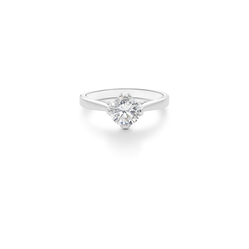Round Brilliant Solitaire Engagement Ring, set with Underset Stones