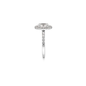 Keepers Collection Rose Engagement Ring - Halo Set Oval Diamond with Pave Diamond Band