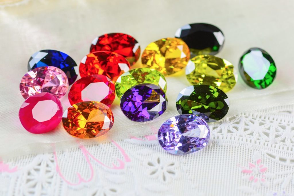 Mix of coloured cubic zirconia gemstones