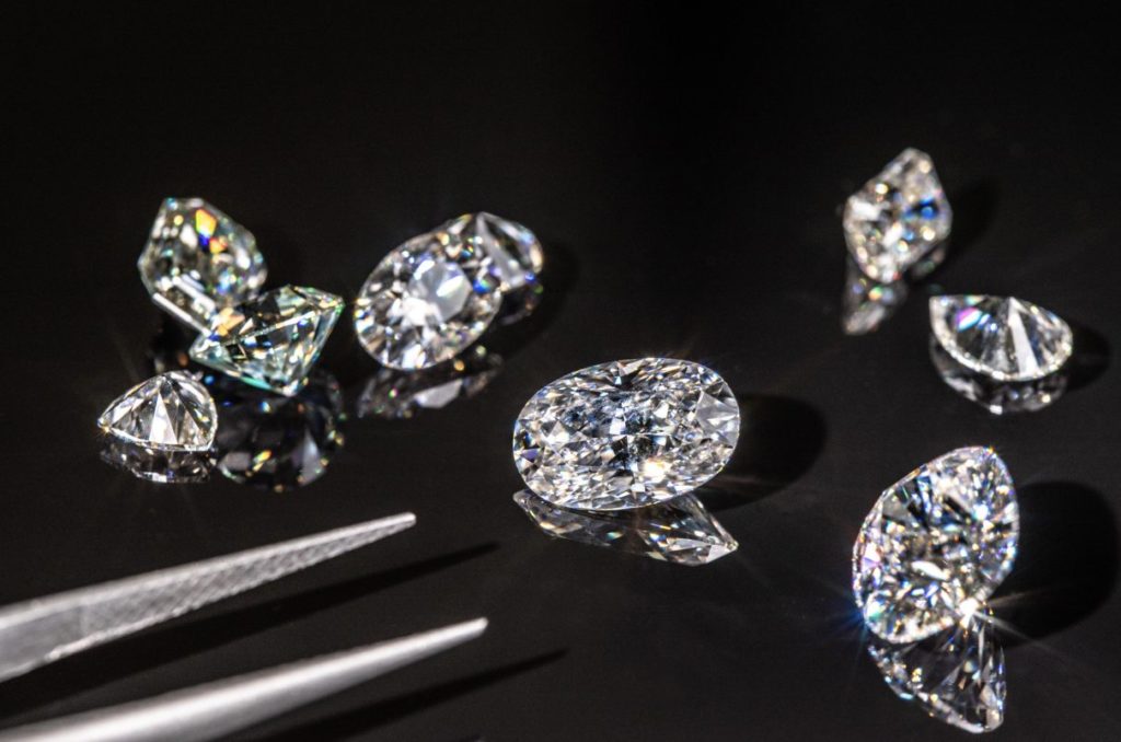 Multi-shaped diamonds and a pair of tweezers