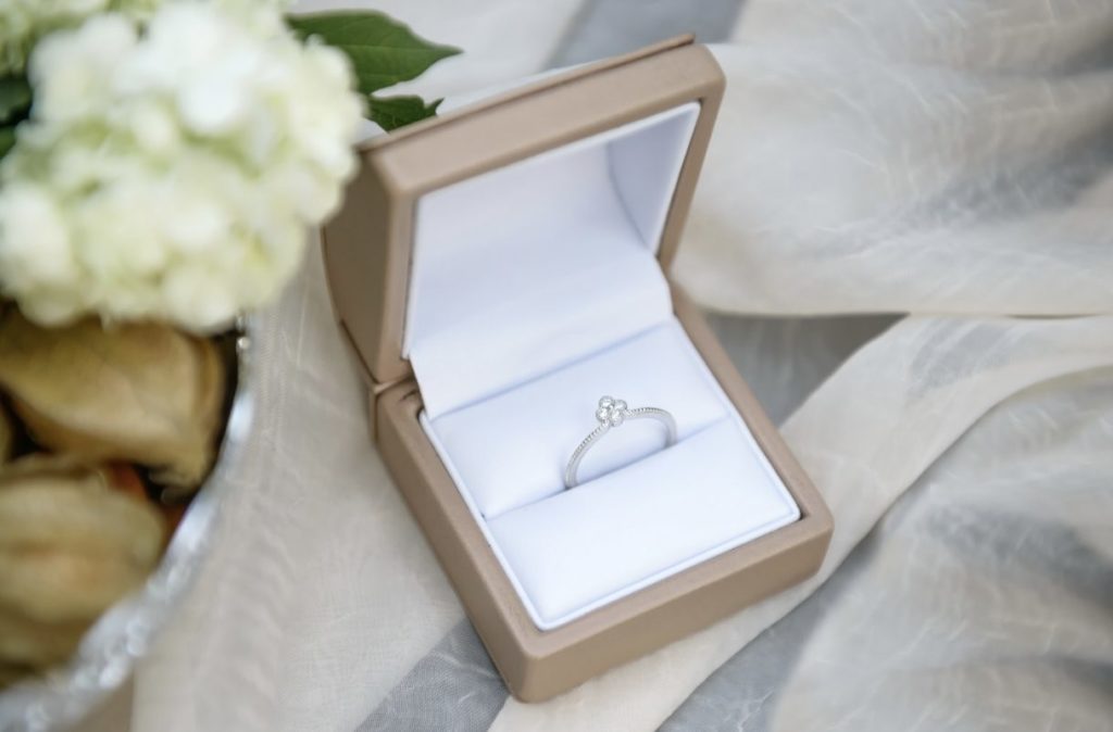 engagement ring inside its box