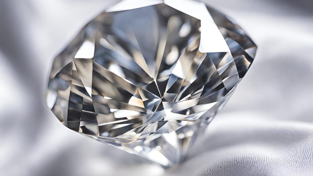 Natural diamond on white silk cloth